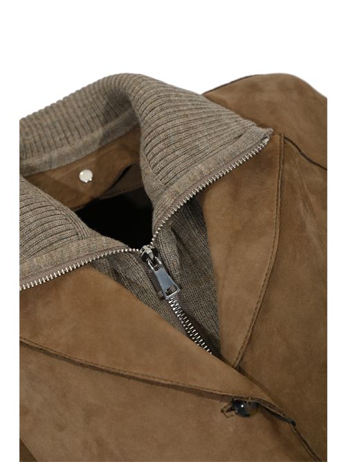 Giubbotto Sole in suede e maglia Cammello LEATHER AUTHORITY | SOLEJ33